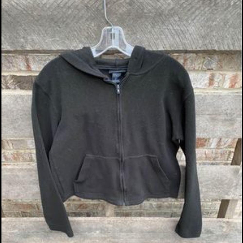 Black zip up hoodie size XL Womens fleece slightly cropped